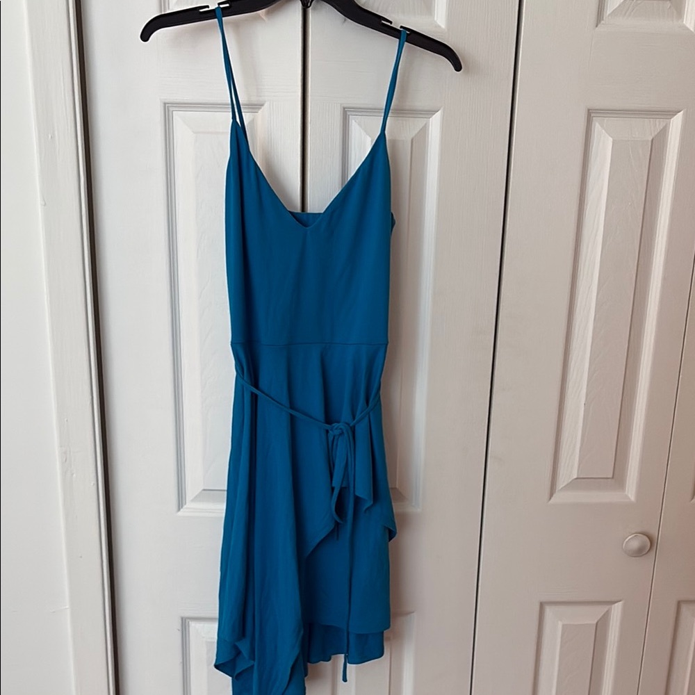 NWOT Susana Monaco Blue Asymmetric Spaghetti-Strap Dress
